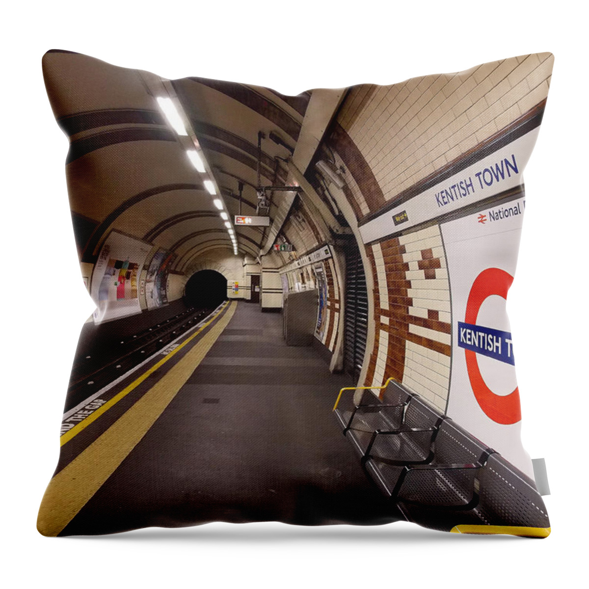 Tube Throw Pillow featuring the photograph Kentish Town Tube Station by Nicky Jameson
