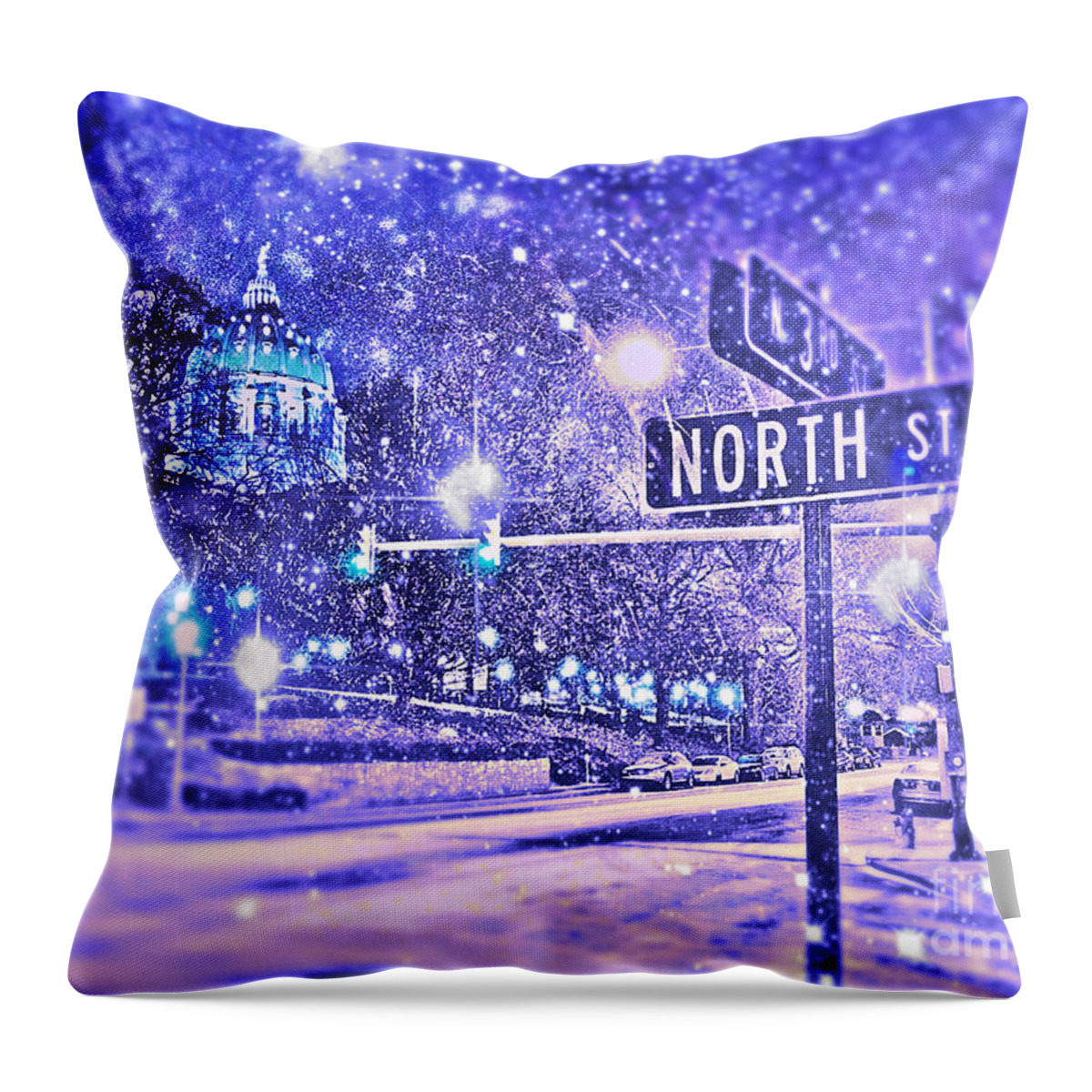 Snow Throw Pillow featuring the digital art KINGDOMS OF HEAVEN AND EARTH - Blue by Kevyn Bashore