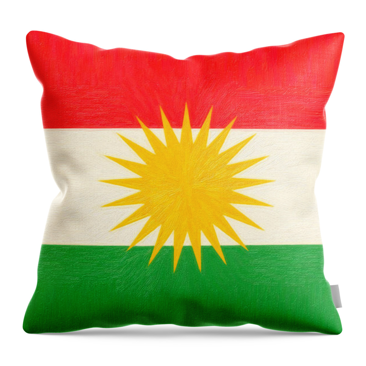 Kurdish Life In Kurdistan Poster Throw Pillow featuring the painting Kurdish Flag by MotionAge Designs