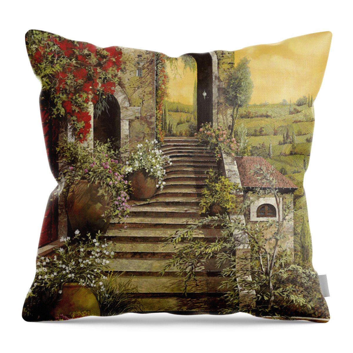 Arch Throw Pillow featuring the painting La Scala Grande by Guido Borelli