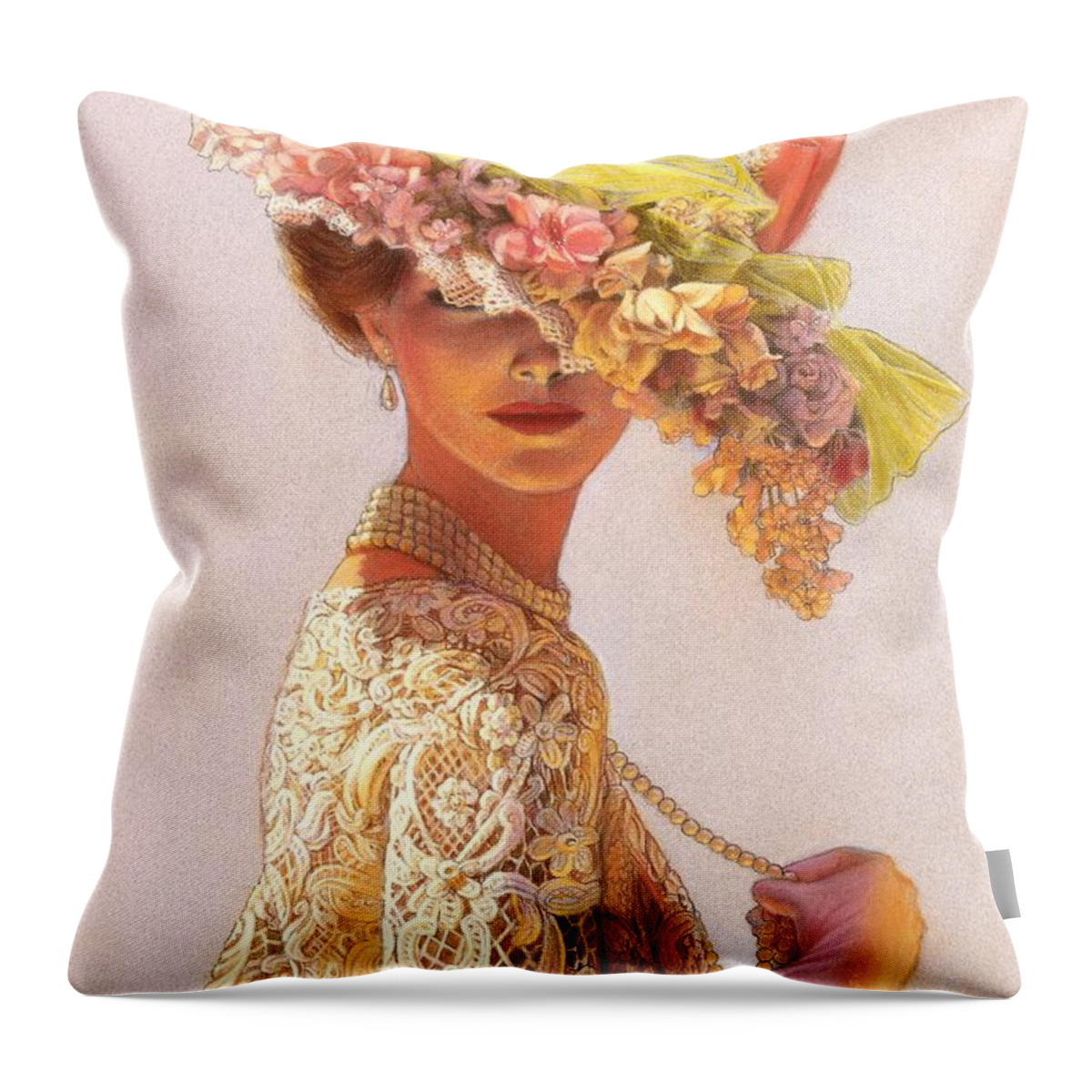 Portrait Throw Pillow featuring the painting Lady Victoria Victorian Elegance by Sue Halstenberg
