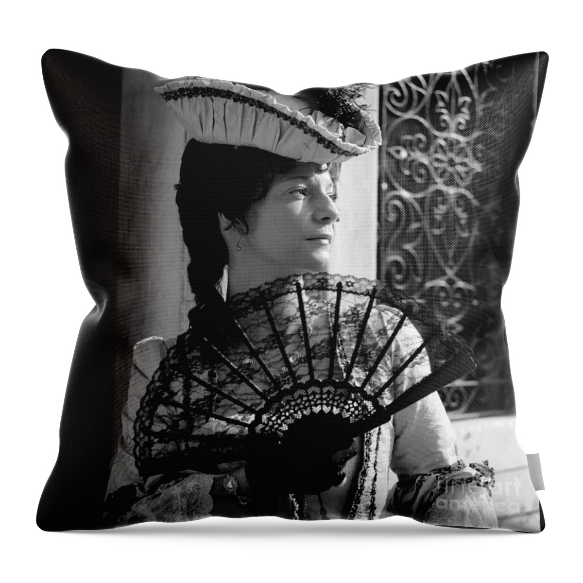 Venezia Throw Pillow featuring the photograph Lady with fan by Riccardo Mottola