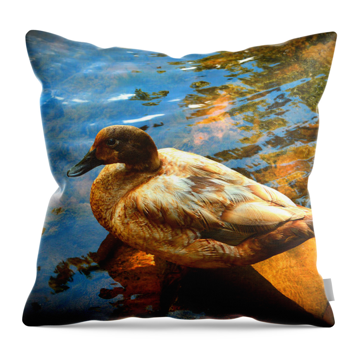 Lake Ducks Throw Pillow featuring the photograph Lake Duck Vignette by Stacie Siemsen