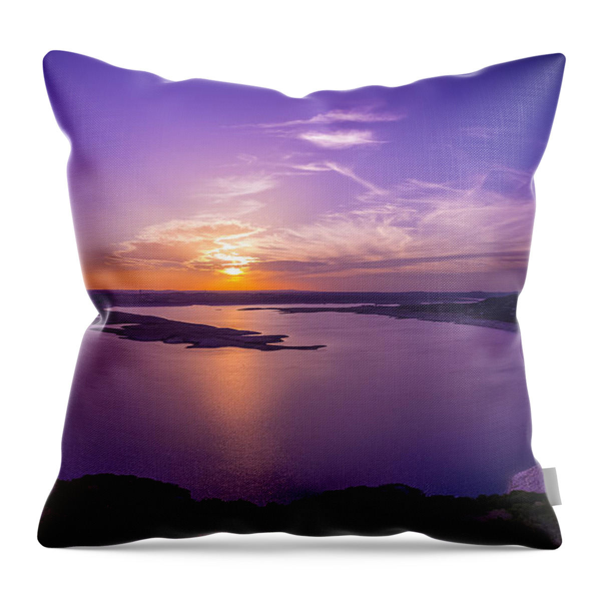 Lake Travis Sunset Throw Pillow featuring the photograph Lake Travis Sunset by David Morefield