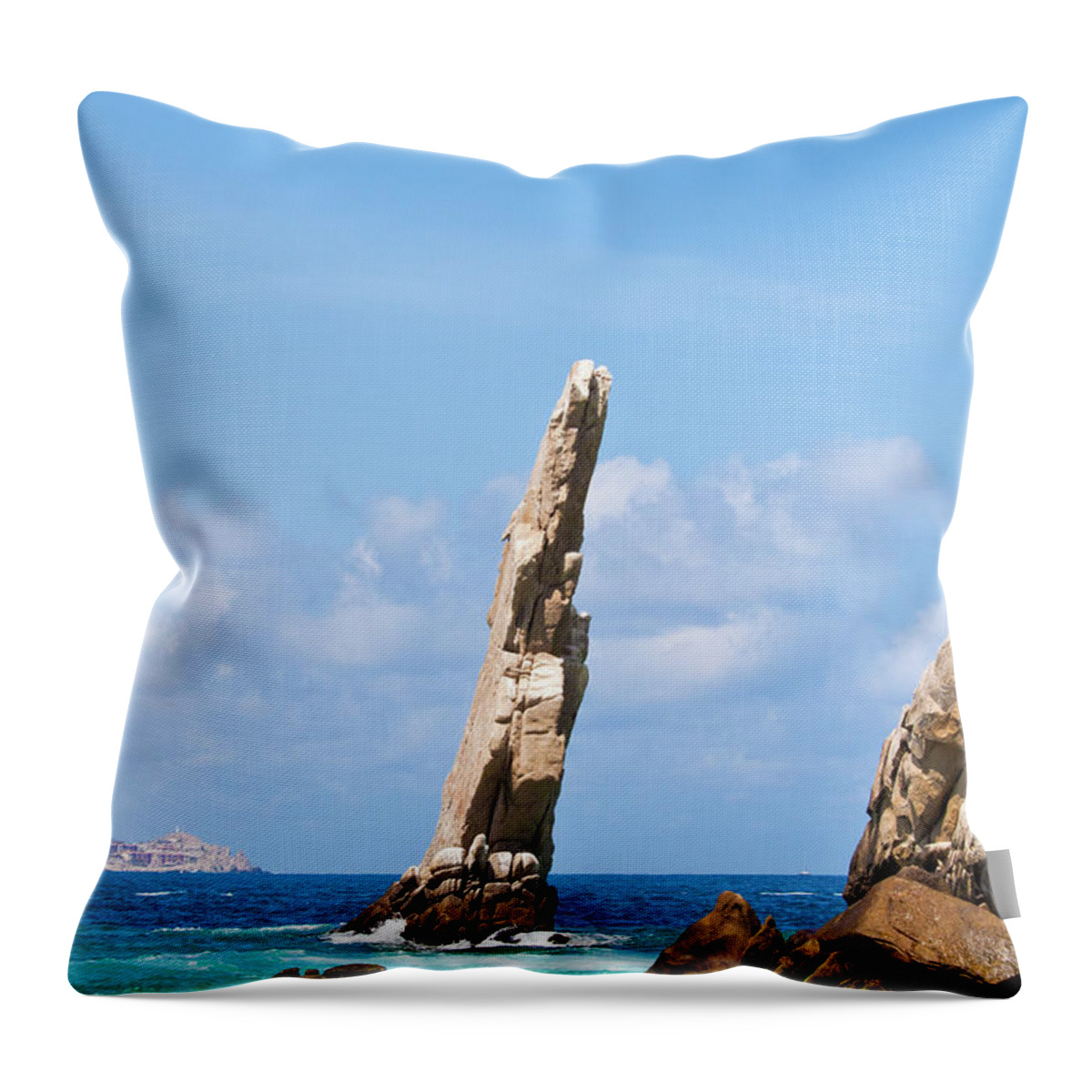 Scenics Throw Pillow featuring the photograph Lands End Rock by Christopher Kimmel