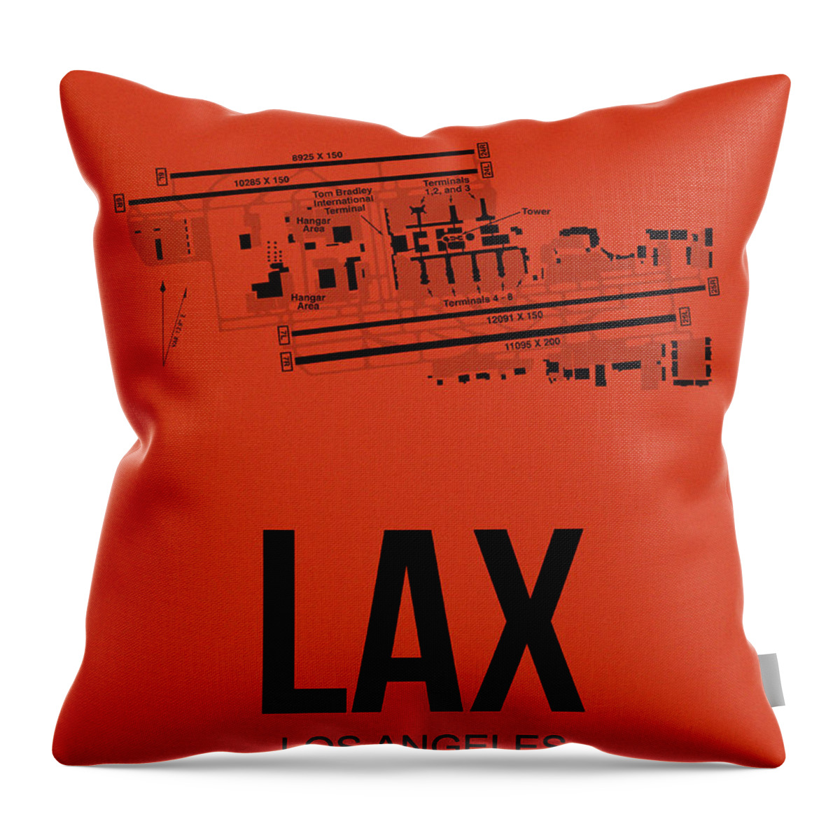 Los Angeles Throw Pillow featuring the digital art LAX Los Angeles Airport Poster 4 by Naxart Studio