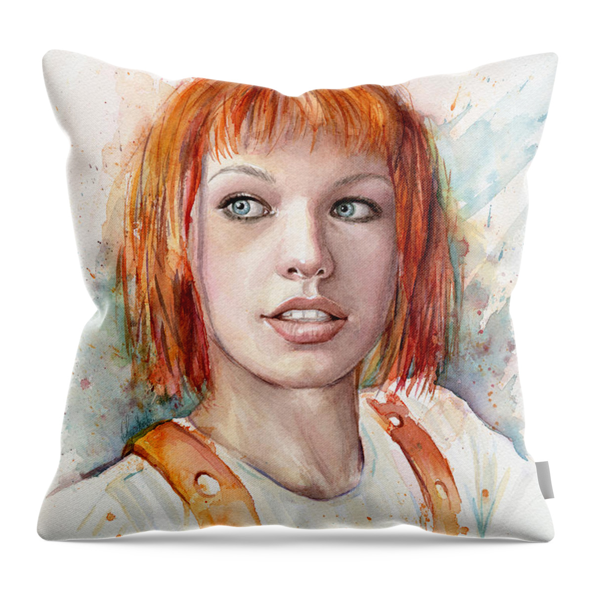 The Fifth Element Throw Pillow featuring the painting Leeloo by Olga Shvartsur