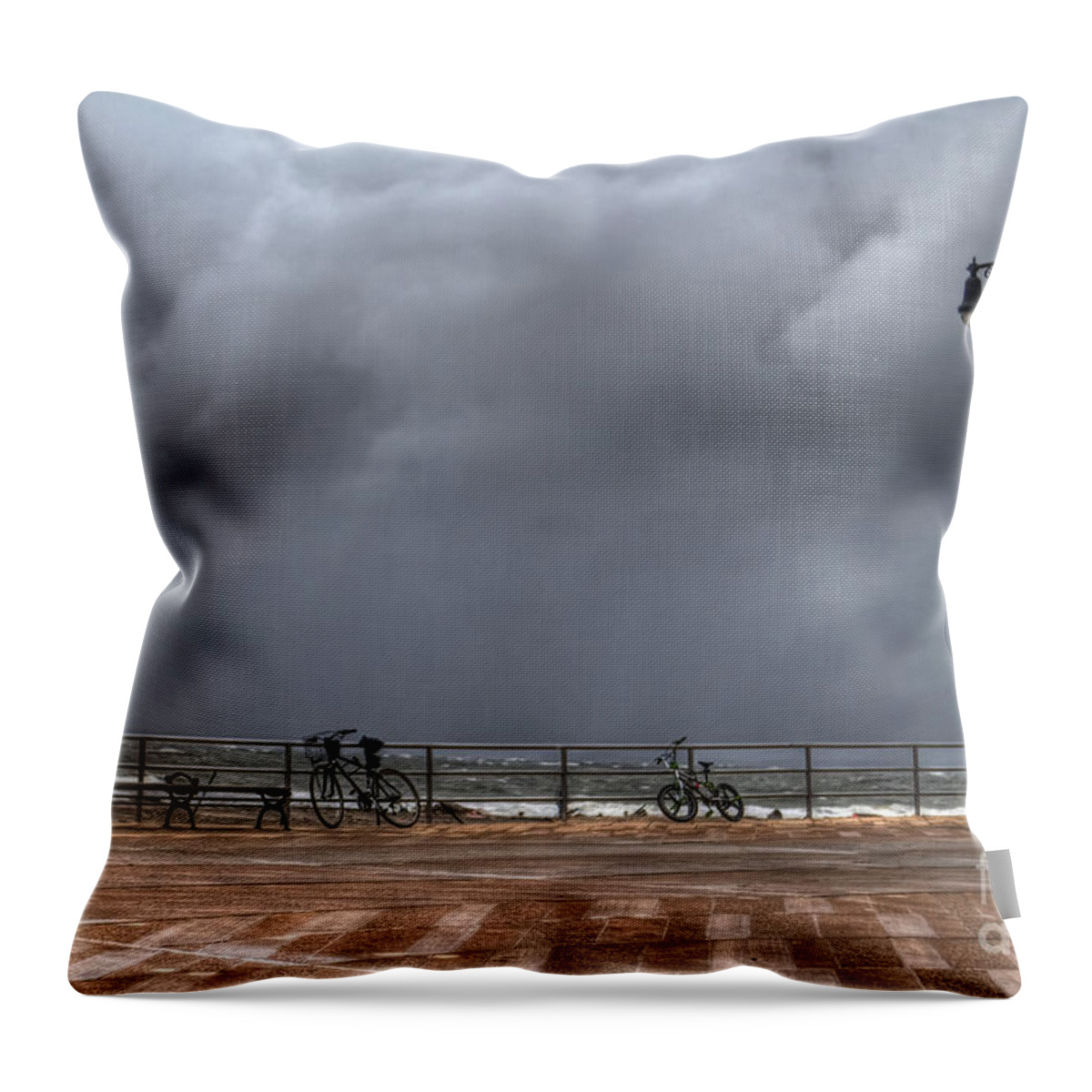 Bench Throw Pillow featuring the photograph Left In The Power Of The Storm by Evelina Kremsdorf