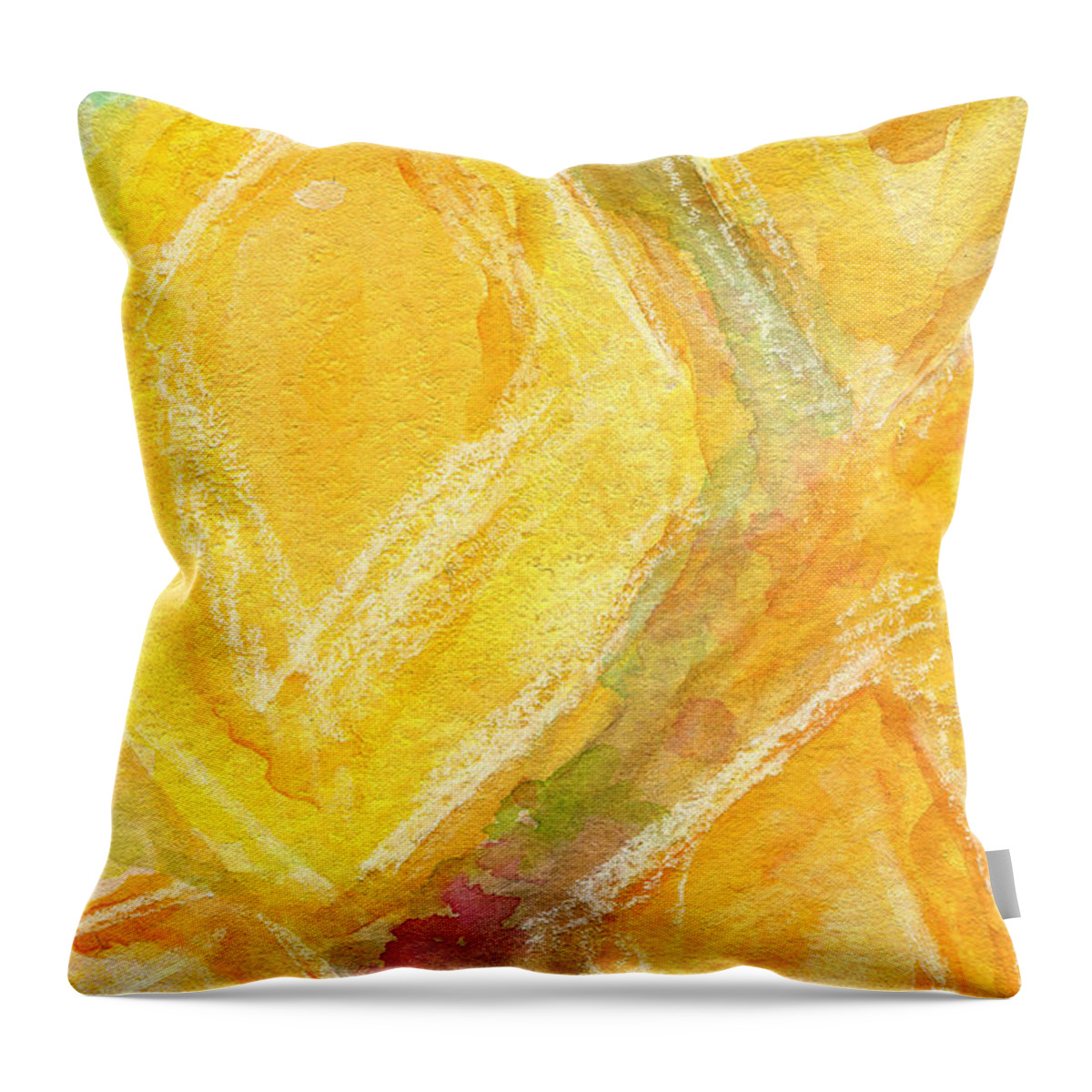 Abstract Painting Throw Pillow featuring the painting Lemon Drops by Linda Woods