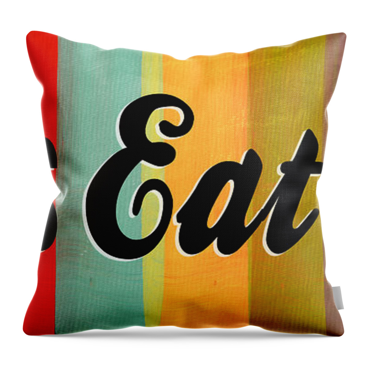 Eat Throw Pillow featuring the mixed media Let's Eat This by Linda Woods