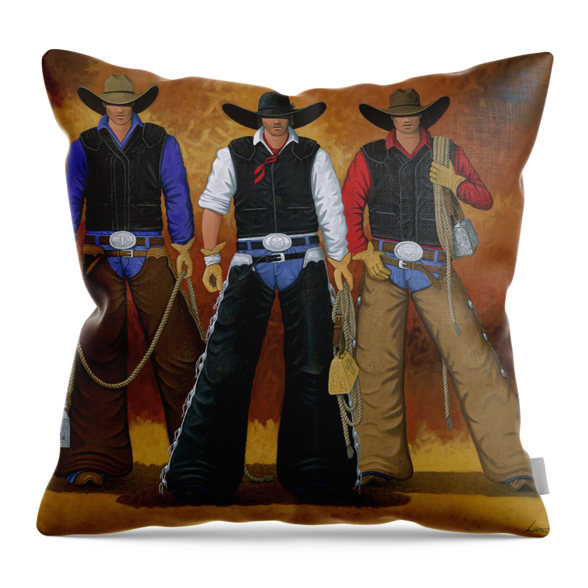 Eight Seconds Throw Pillow featuring the painting Let's Ride by Lance Headlee