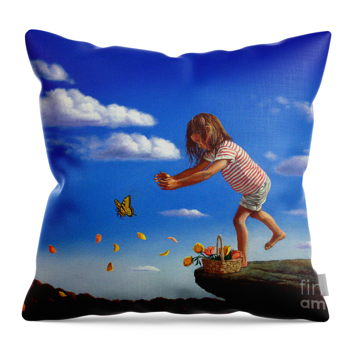 Flower Throw Pillow featuring the painting Letting it go by Christopher Shellhammer