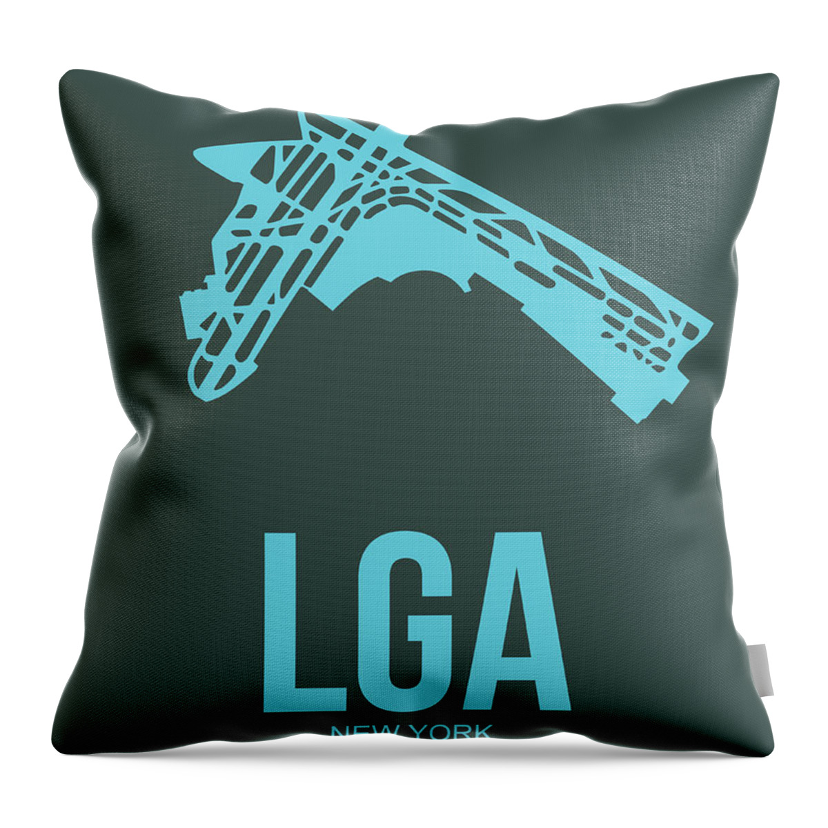  Throw Pillow featuring the digital art LGA New York Airport 3 by Naxart Studio