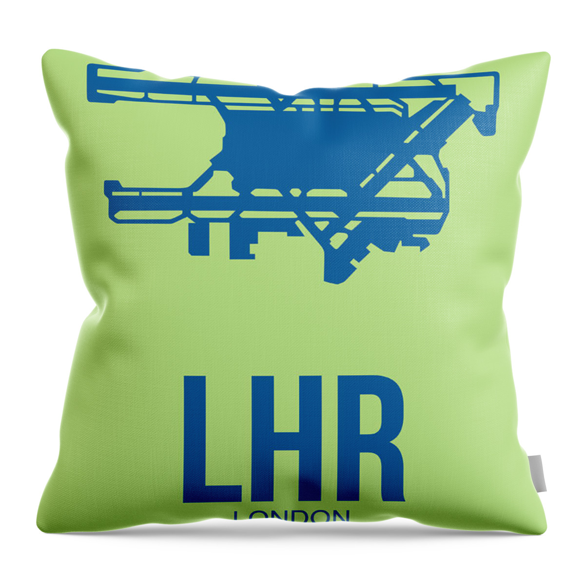 London Throw Pillow featuring the digital art LHR London Airport Poster 2 by Naxart Studio