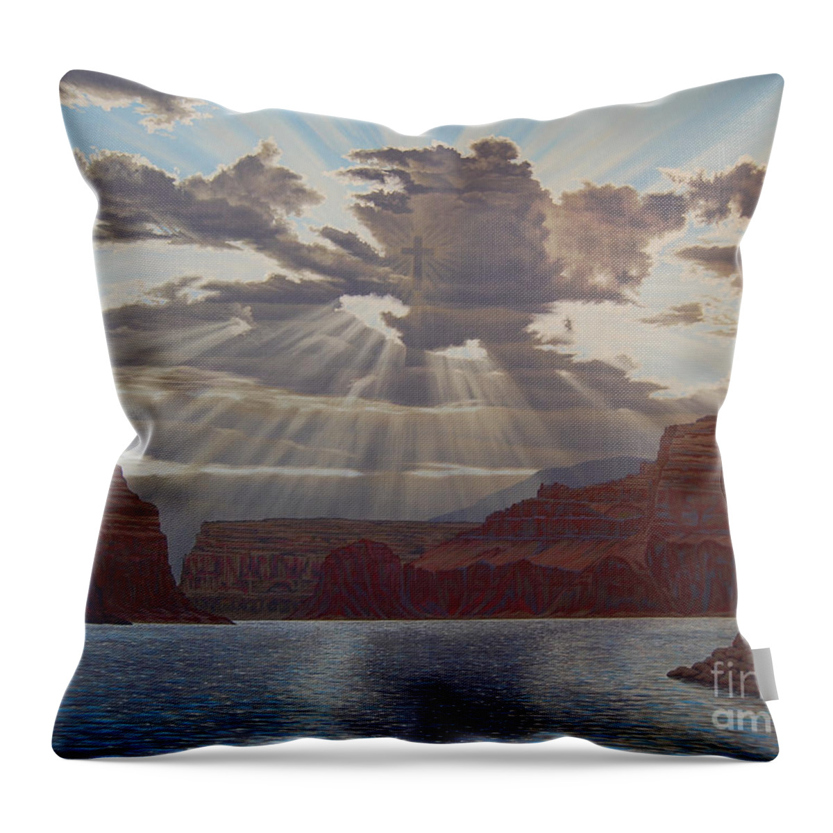 Waterscape Throw Pillow featuring the painting Light of the World by Cheryl Fecht