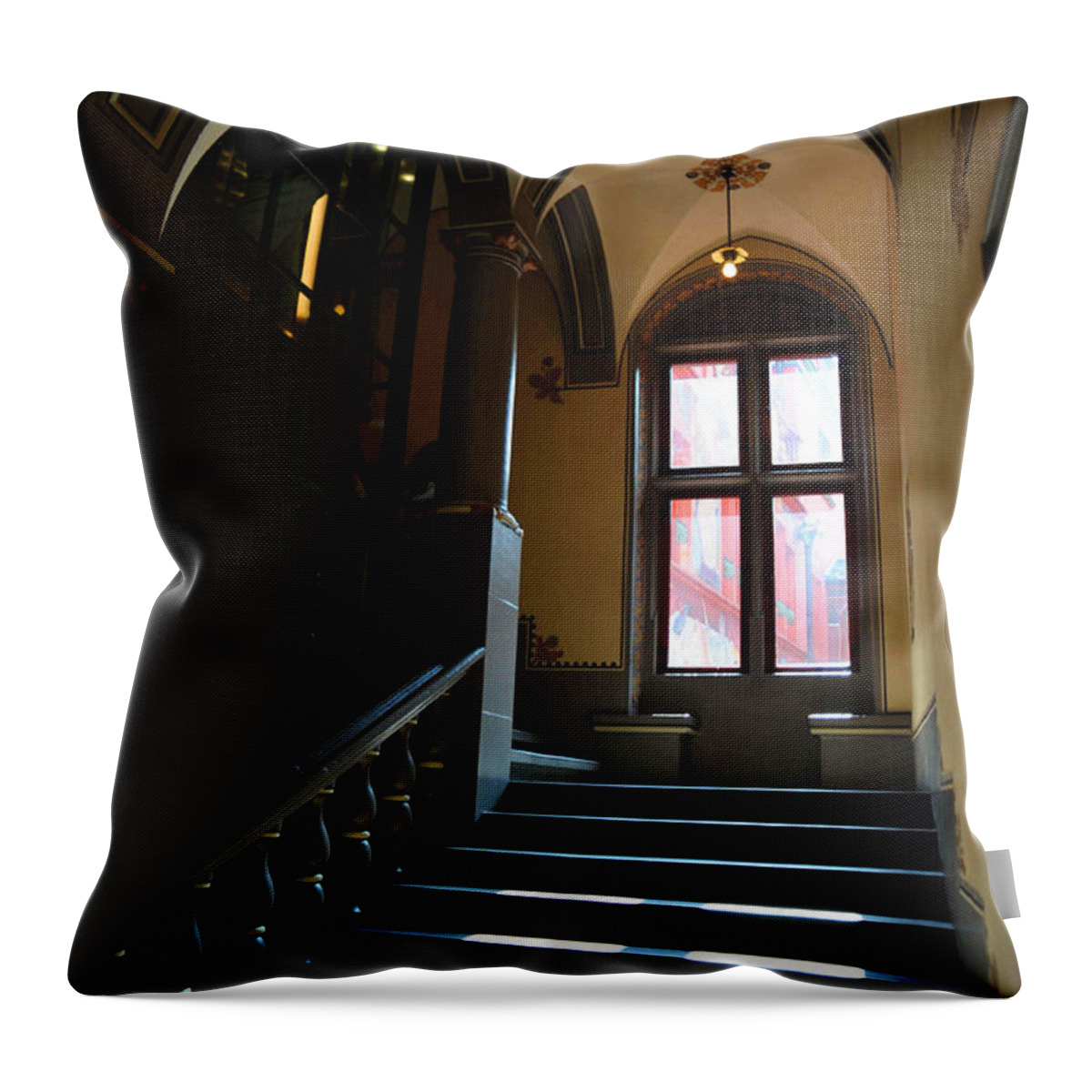 Europe Throw Pillow featuring the photograph Lighted Stairs by Richard Gehlbach
