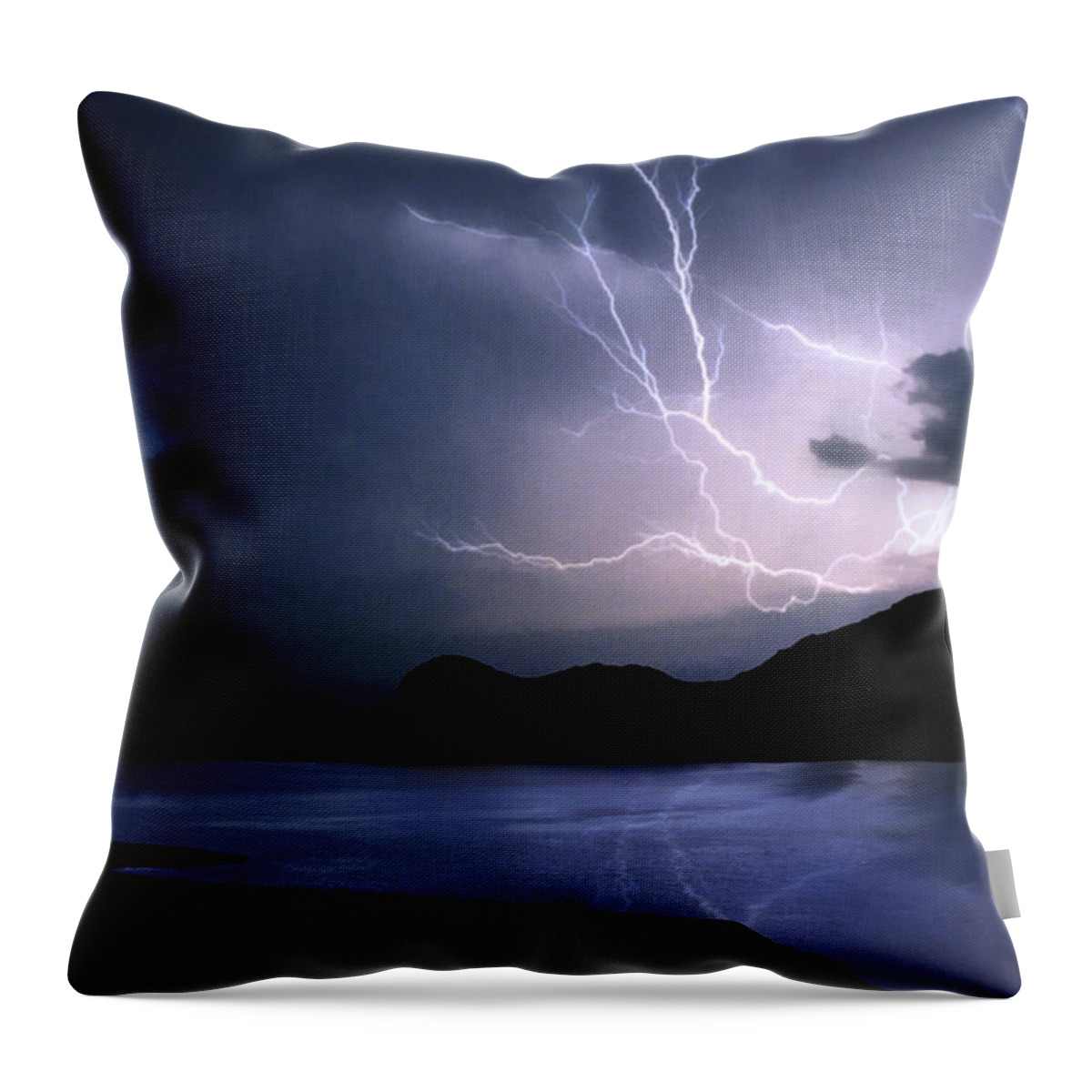 Oklahoma Throw Pillow featuring the photograph Lightning over Quartz Mountains - Oklahoma by Jason Politte