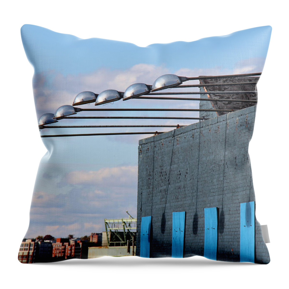 Building Throw Pillow featuring the photograph Lights Above by Rory Siegel