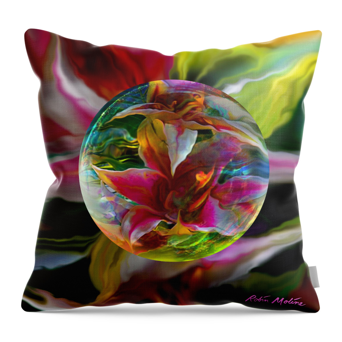 Art Globe Throw Pillow featuring the painting Lillium Bulbiferum by Robin Moline