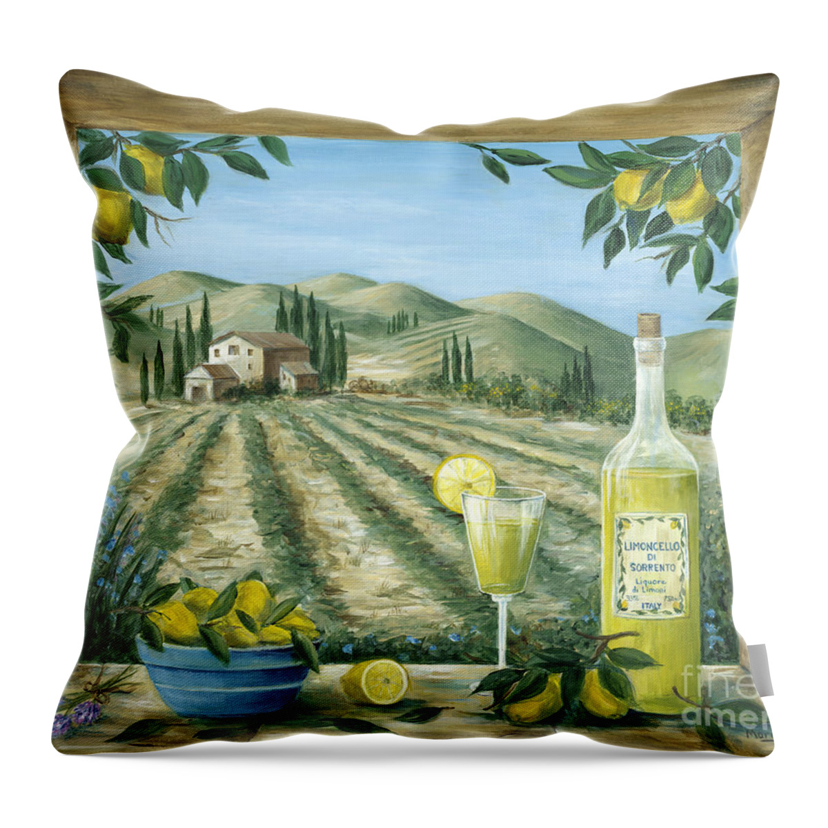 Tuscany Throw Pillow featuring the painting Limoncello by Marilyn Dunlap