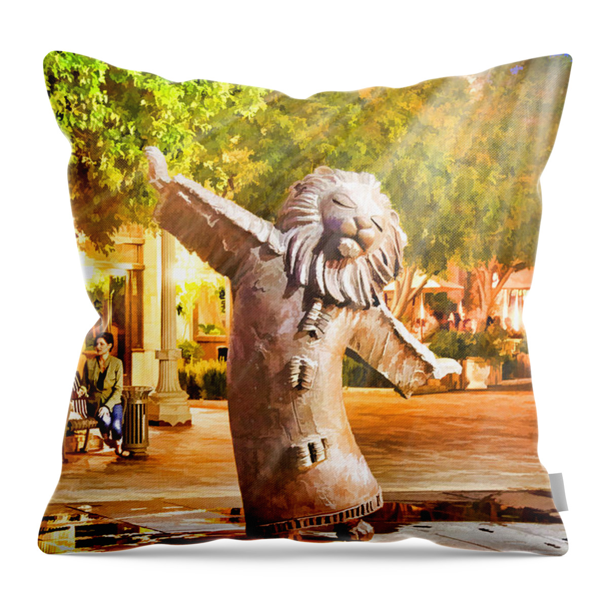 Staley Throw Pillow featuring the photograph Lion Fountain by Chuck Staley