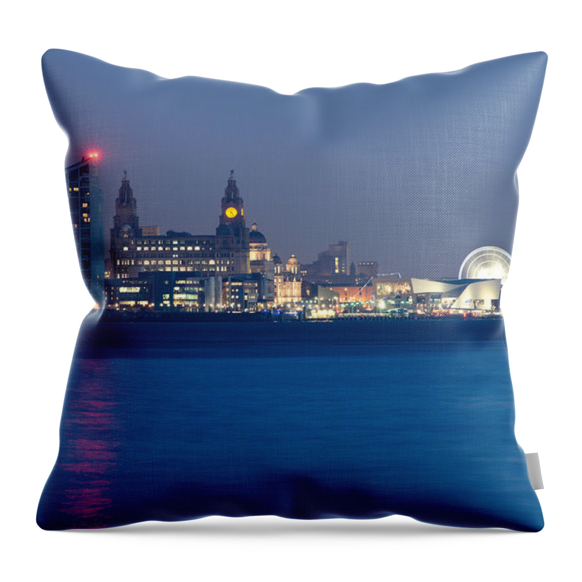 3 Graces Throw Pillow featuring the photograph Liverpool Waterfront by Spikey Mouse Photography