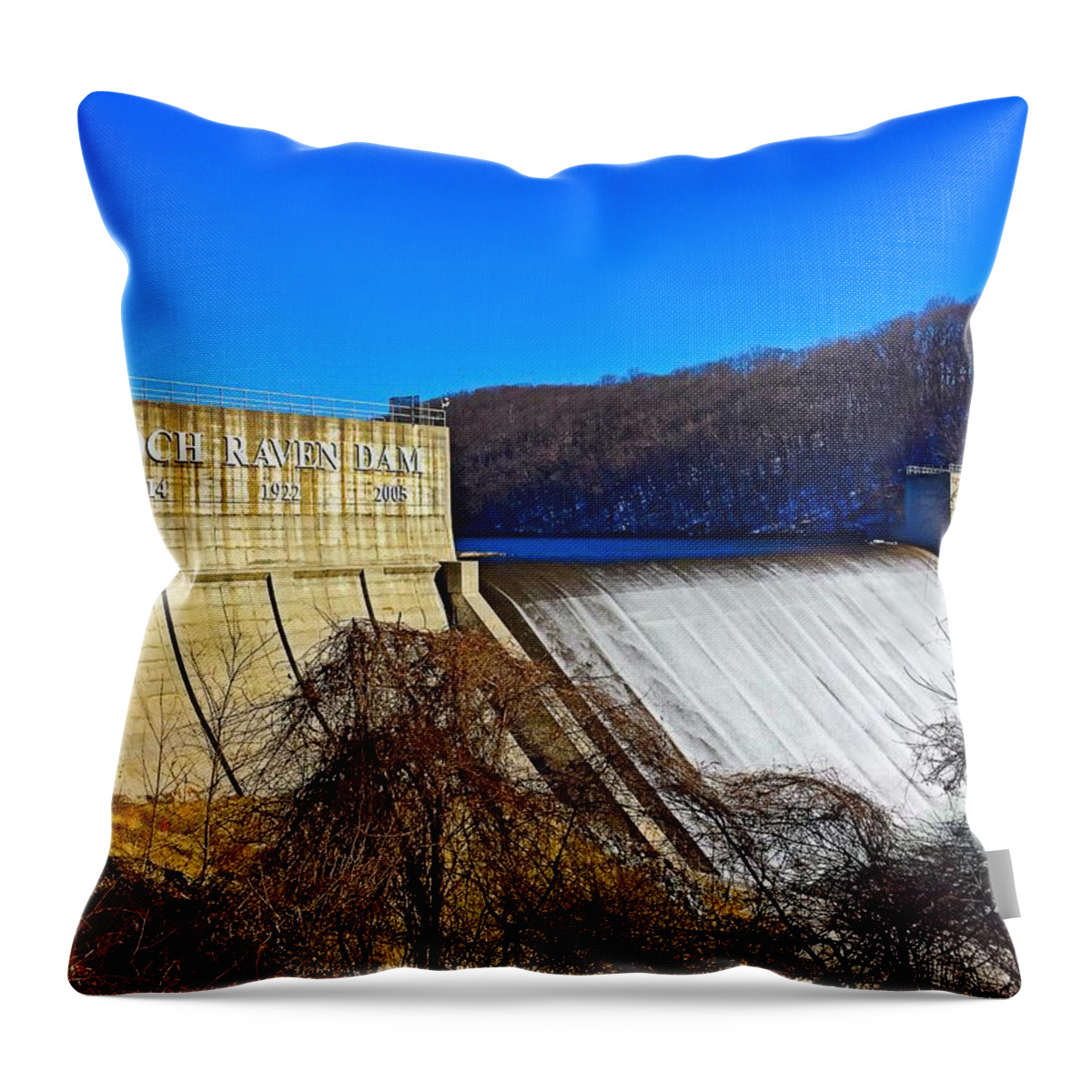 Dam Throw Pillow featuring the photograph Loch Raven Dam II by Chris Montcalmo