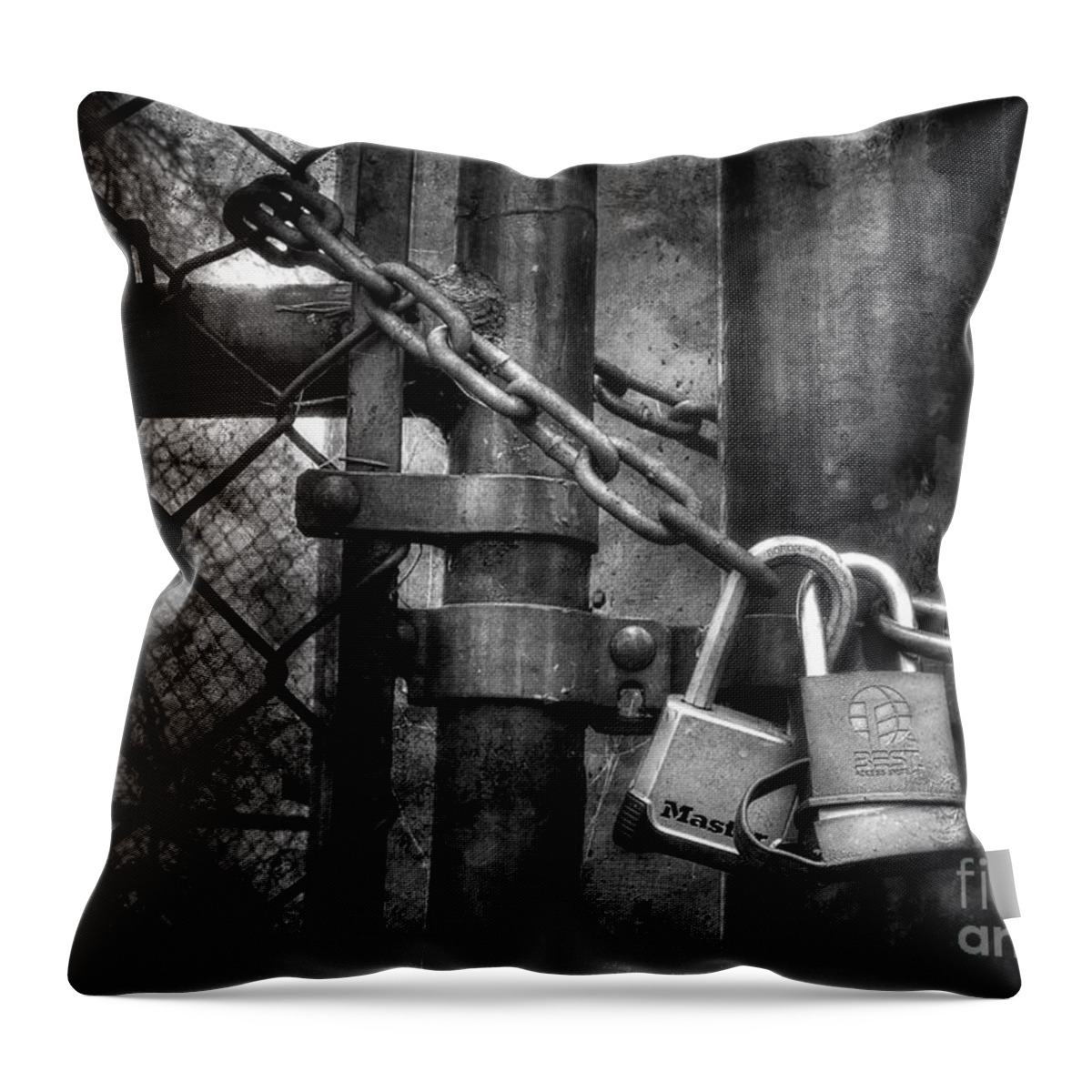 Chain Throw Pillow featuring the photograph Locks Locking Locks by Michael Eingle