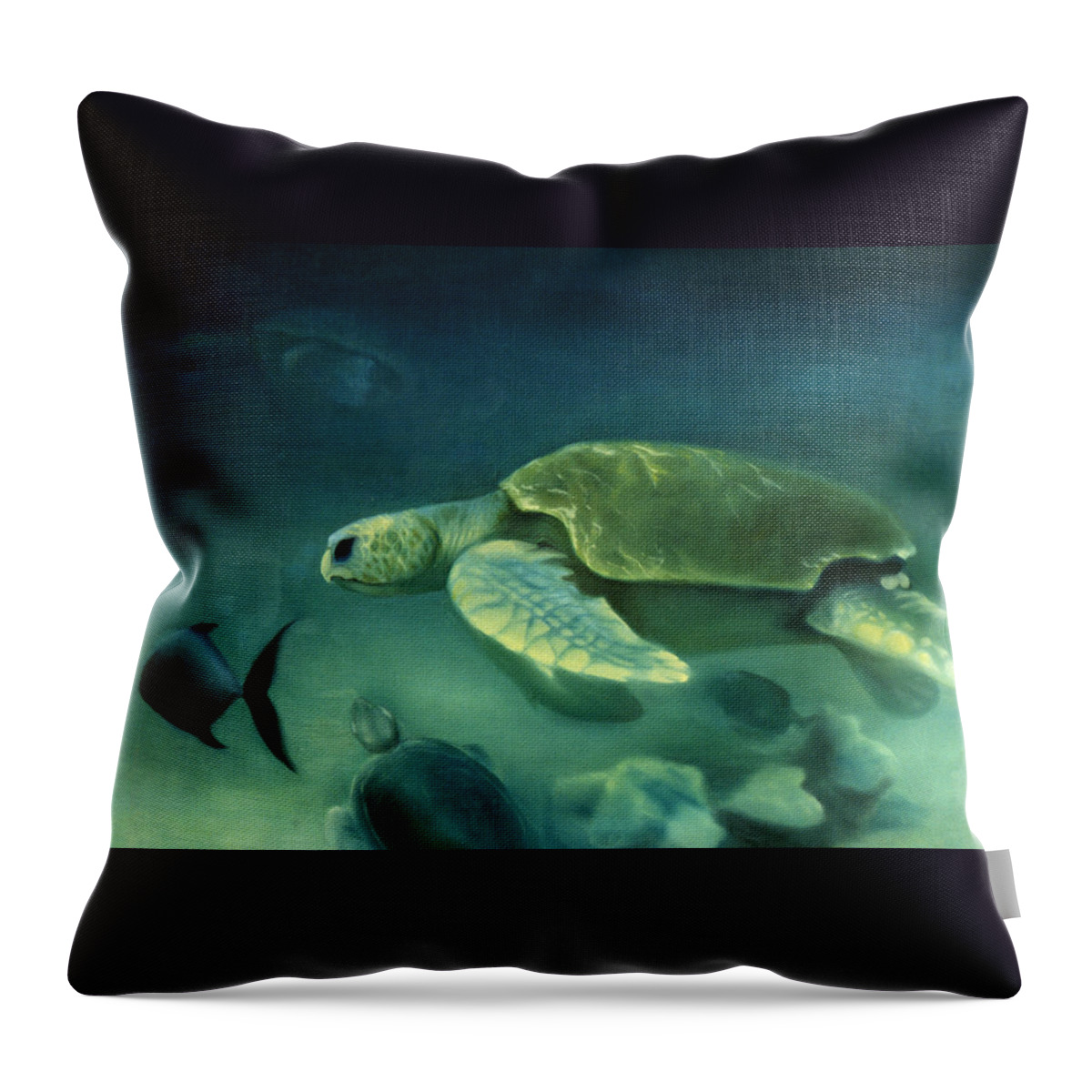 Loggerhead Turtles Throw Pillow featuring the painting Loggerhead Turtle by Anni Adkins