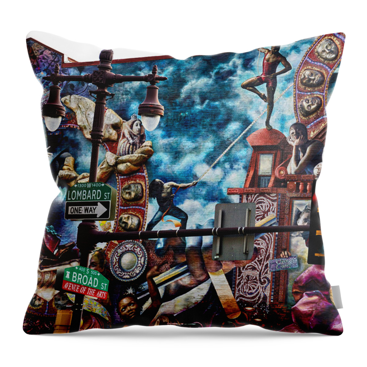 Philadelphia Mural Throw Pillow featuring the photograph Lombard and Broad by Alice Gipson