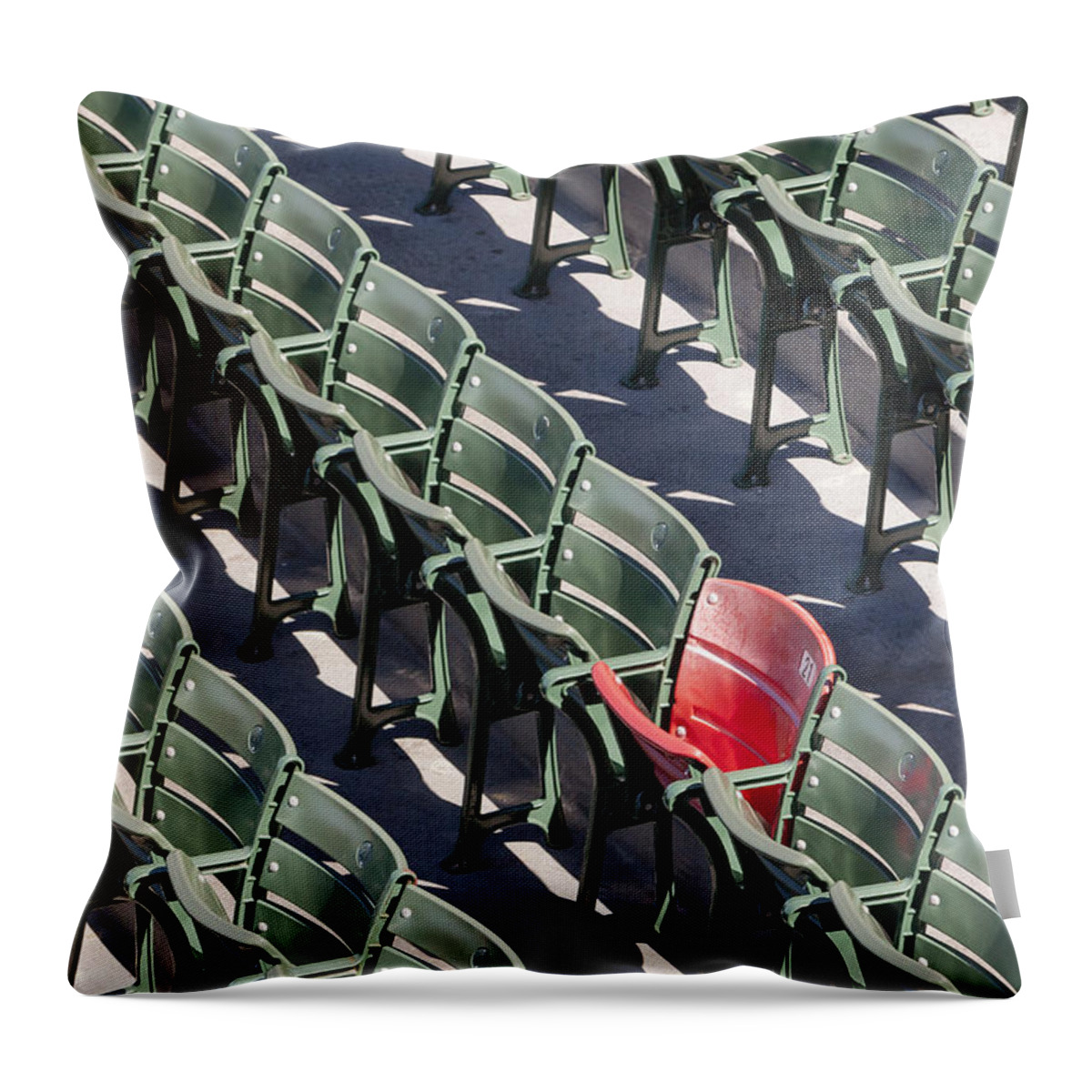 #21 Throw Pillow featuring the photograph Lone Red Number 21 Fenway Park by Susan Candelario