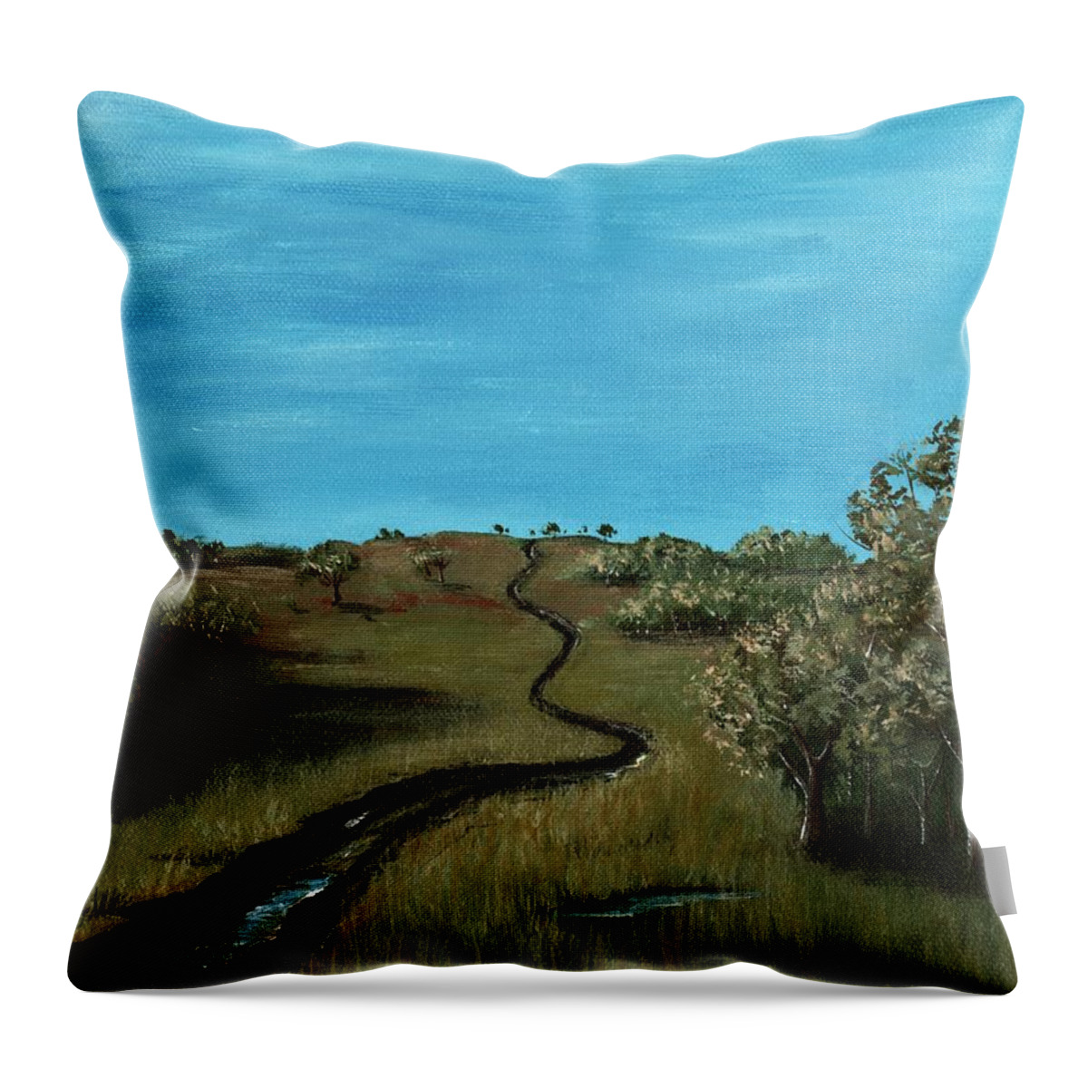Malakhova Throw Pillow featuring the painting Long Trail by Anastasiya Malakhova
