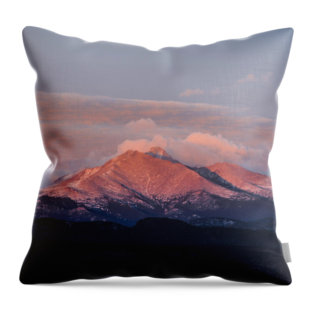 Longs Throw Pillow featuring the photograph Longs Peak Sunrise by Aaron Spong