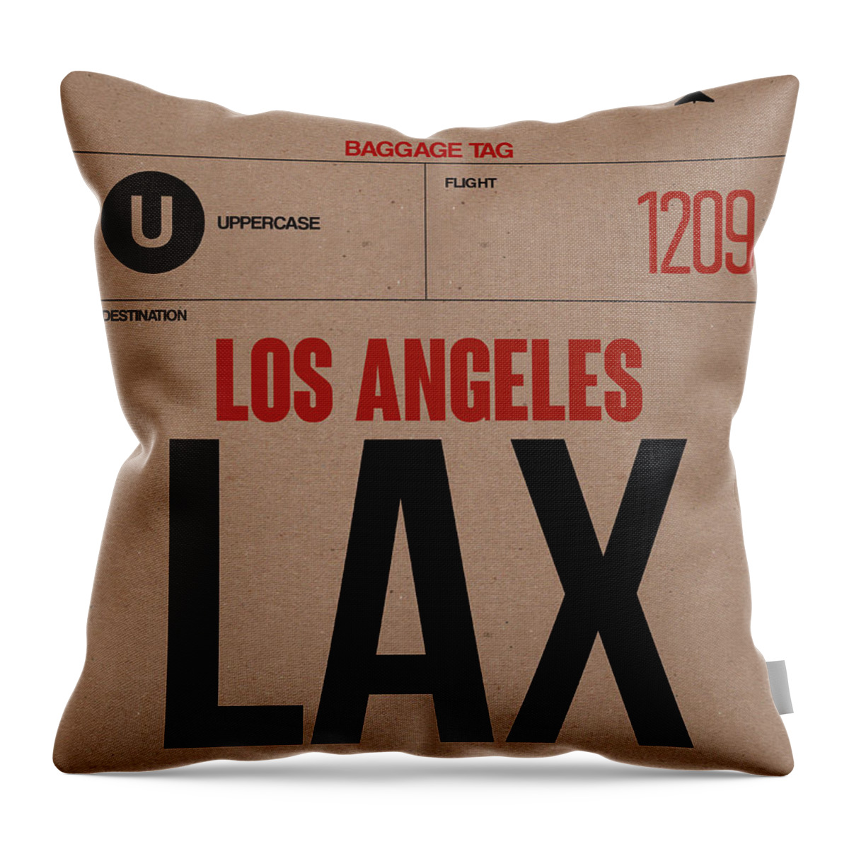 Los Angeles Throw Pillow featuring the digital art Los Angeles Luggage Poster 1 by Naxart Studio
