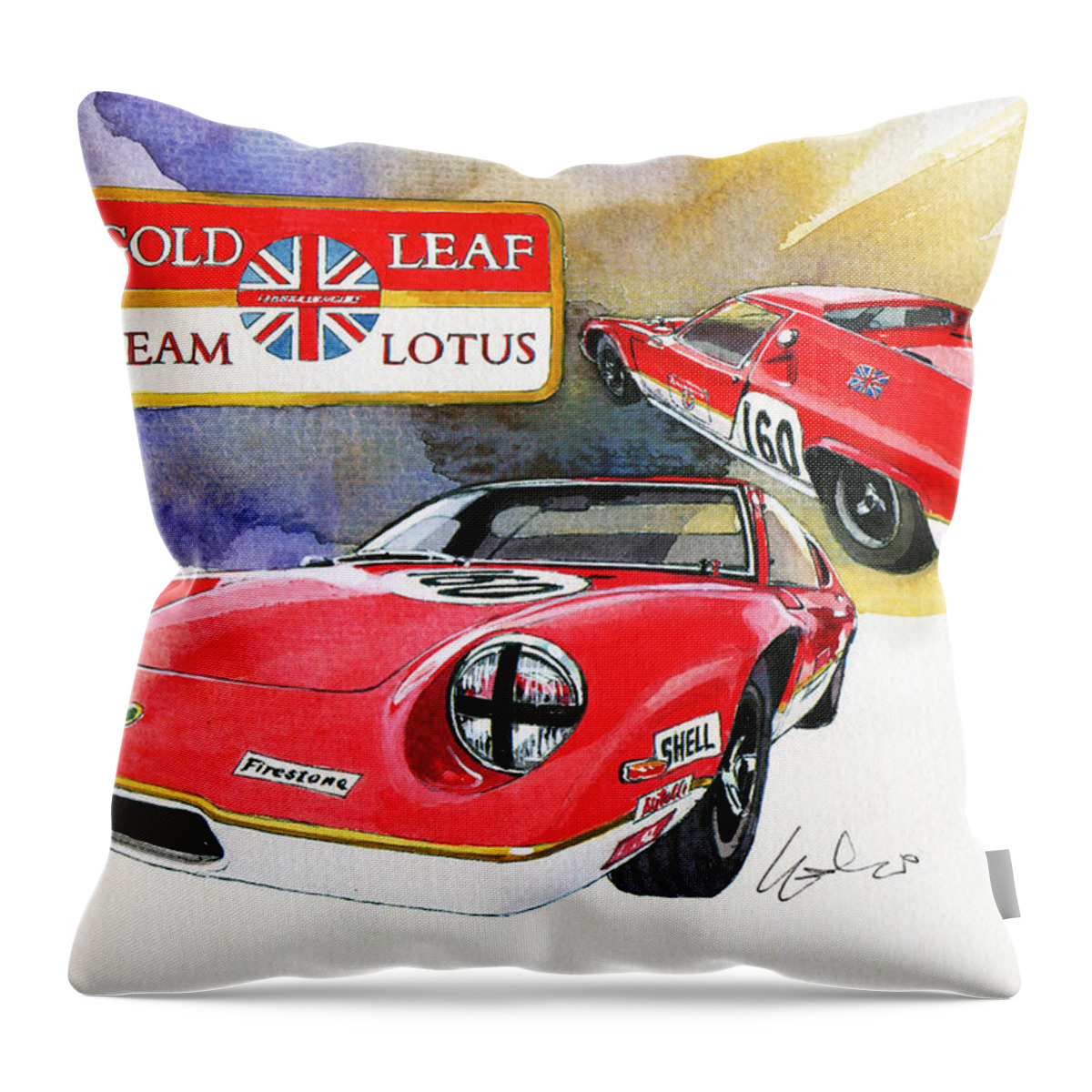 British Light Sport Car Throw Pillow featuring the painting Lotus Europa 47 by Yoshiharu Miyakawa