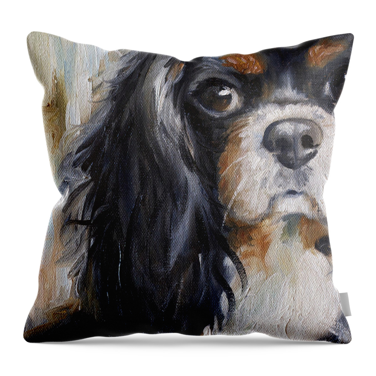 Cavalier King Charles Spaniel Throw Pillow featuring the painting Love by Mary Sparrow