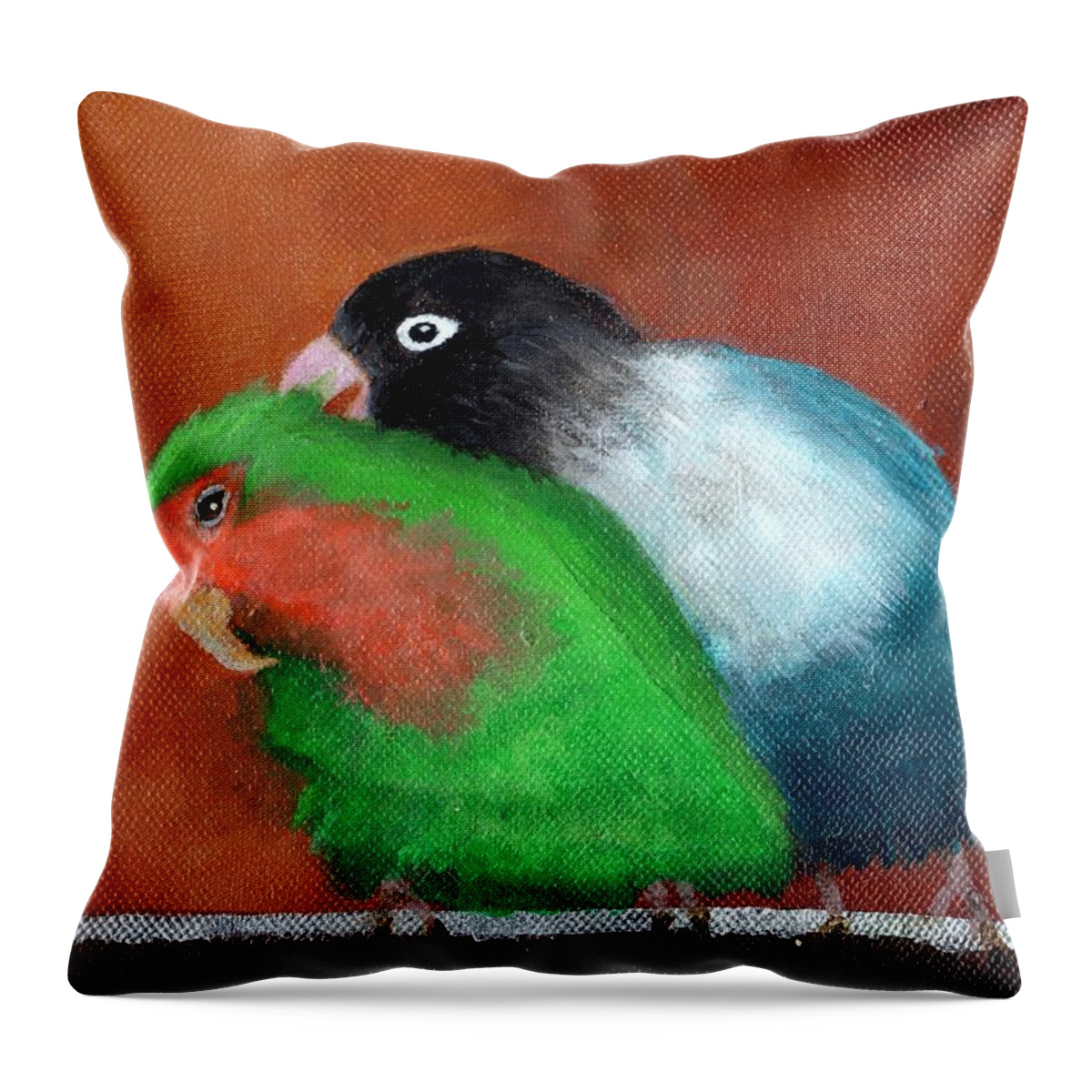 Birds Throw Pillow featuring the painting Lovebird Love by Deborah Naves