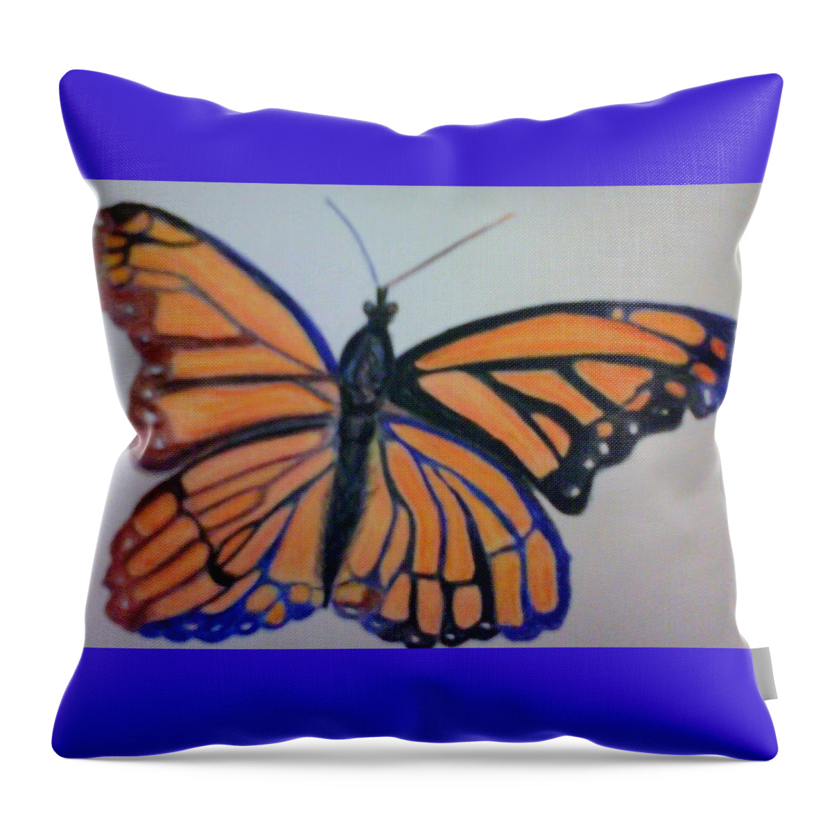 Summer Throw Pillow featuring the mixed media Lovely Summer Monarch by Suzanne Berthier