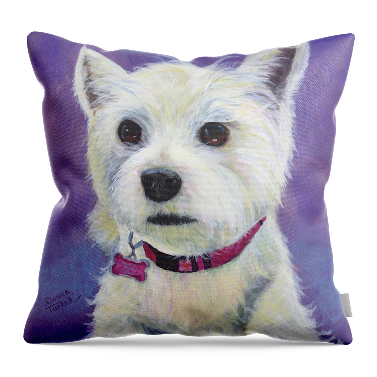 Dog Throw Pillow featuring the painting Lucky Dog by Donna Tucker