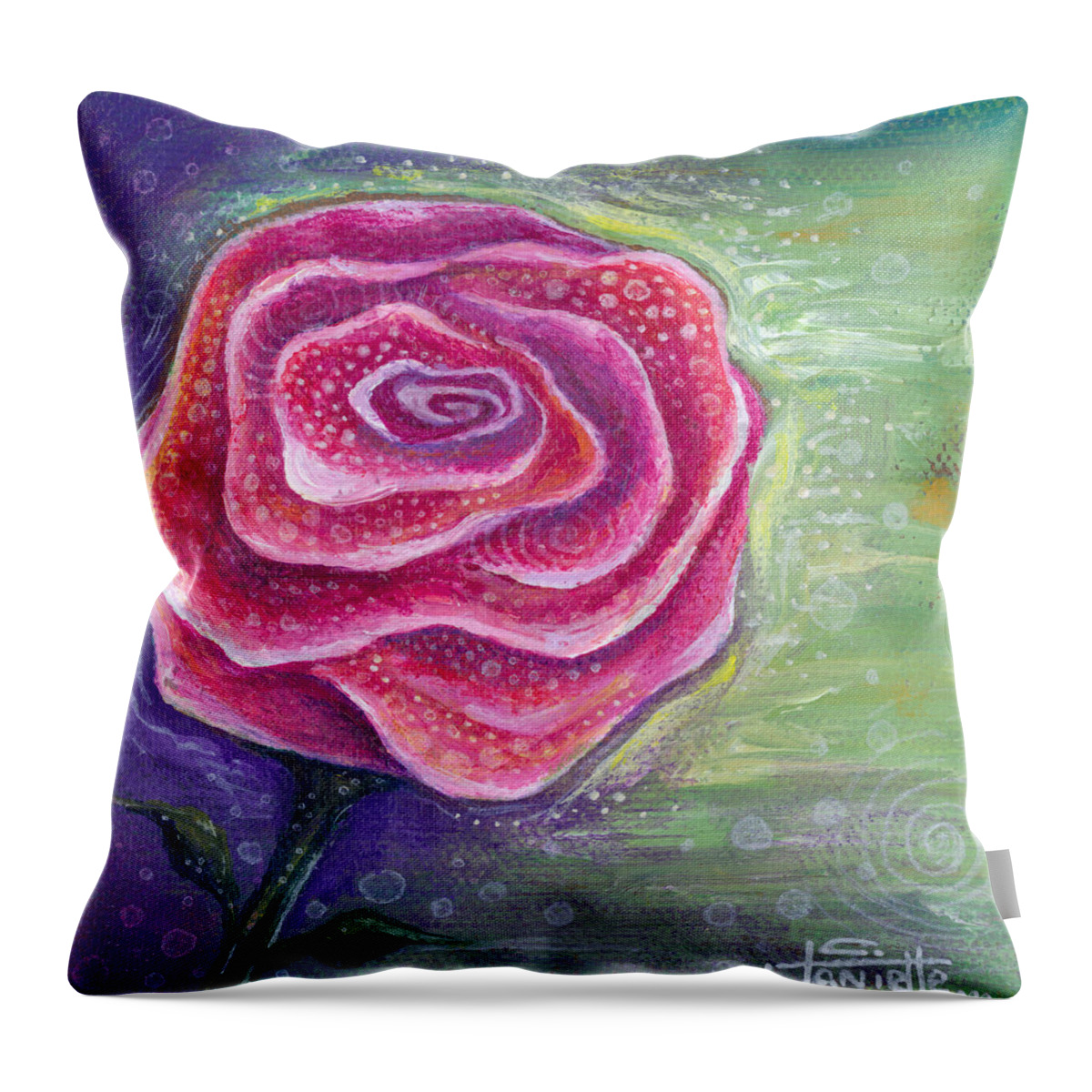 Rose Throw Pillow featuring the painting Lucky in Love by Tanielle Childers