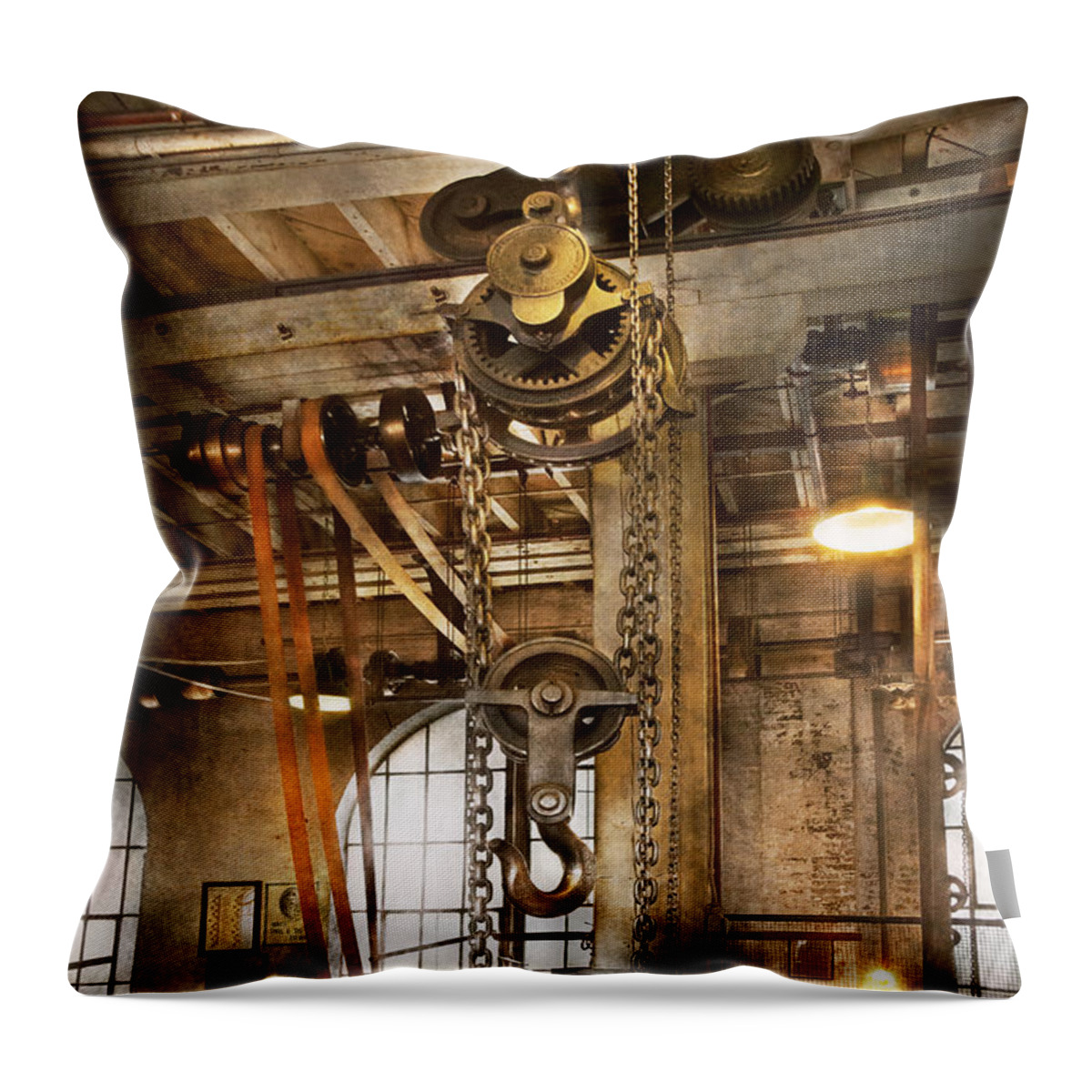 Self Throw Pillow featuring the photograph Machinist - In the age of industry by Mike Savad