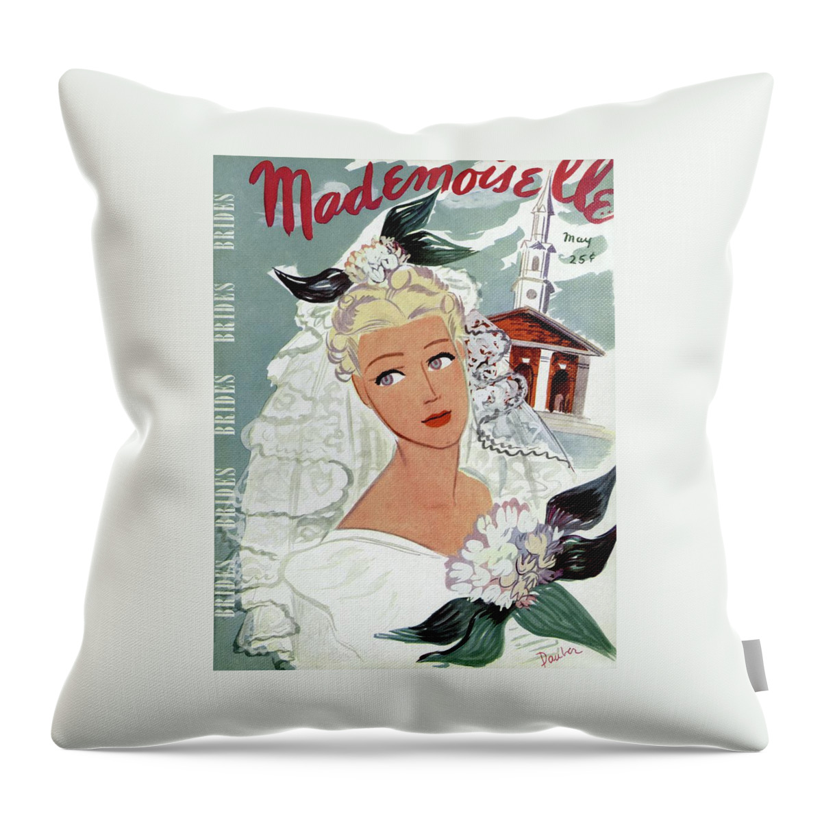 Mademoiselle Cover Featuring An Illustration Throw Pillow