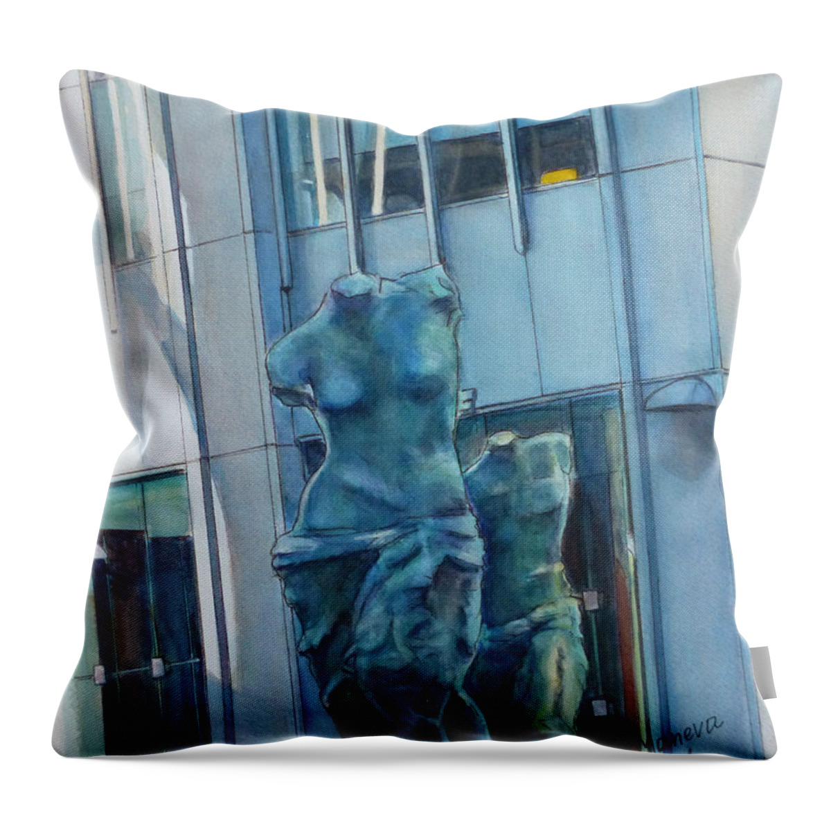 Madison Avenue Throw Pillow featuring the painting Madison Avenue by Henrieta Maneva