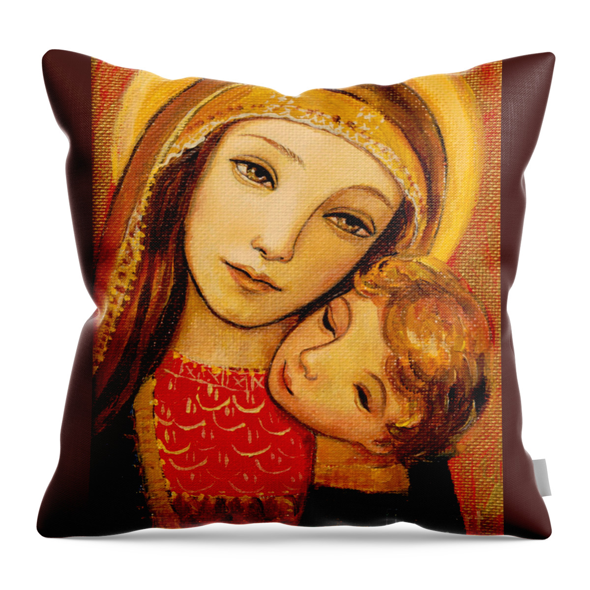 Mother Throw Pillow featuring the painting Madonna and Child by Shijun Munns
