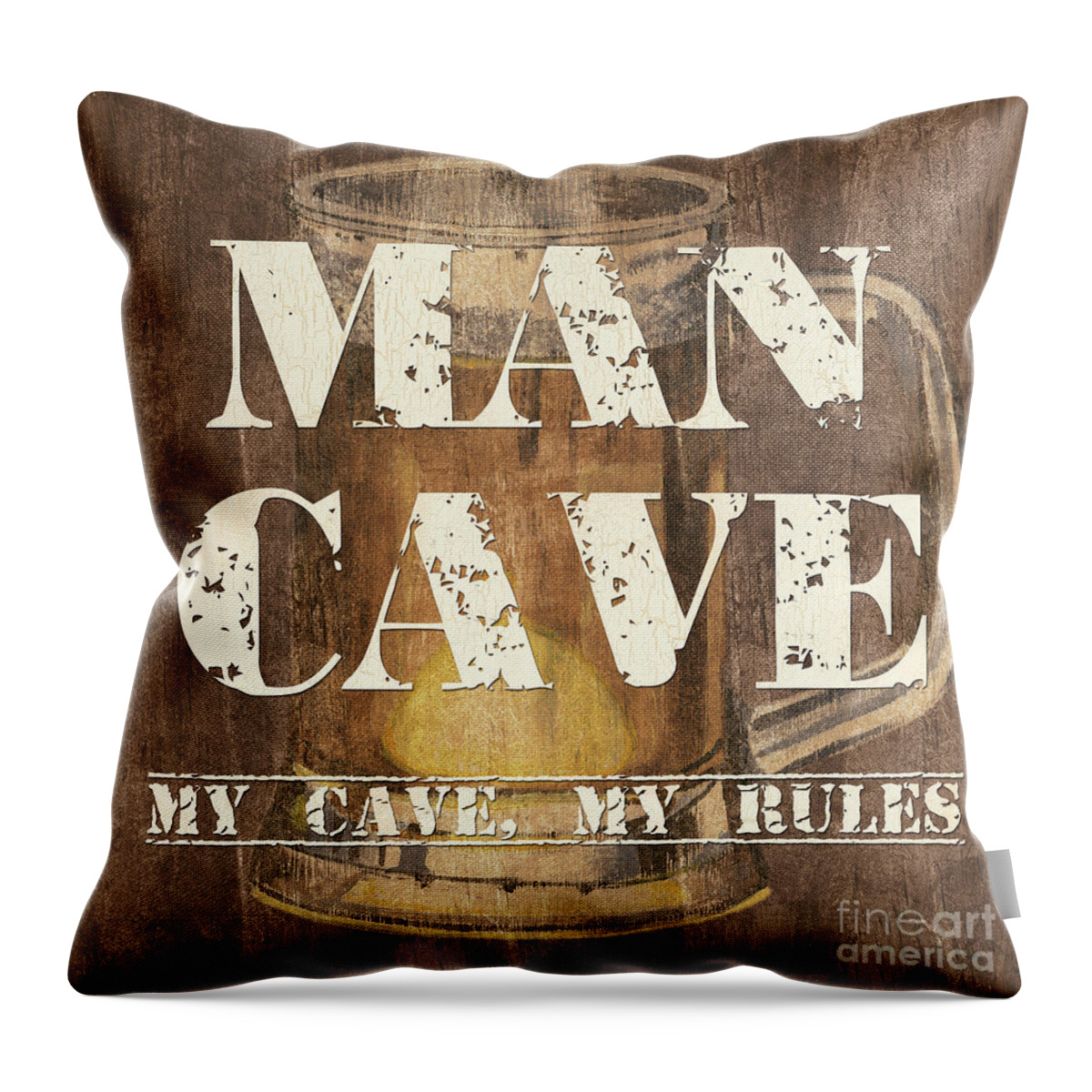 Man Cave My Cave My Rules Throw Pillow For Sale By Debbie Dewitt
