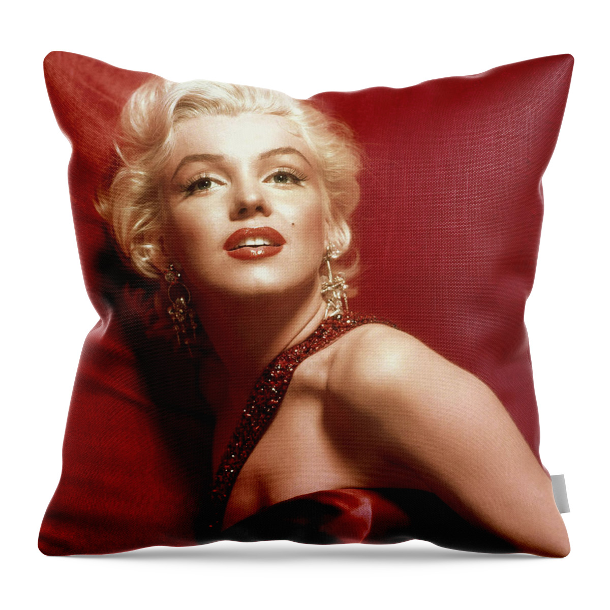 Marilyn Monroe Throw Pillow featuring the digital art Marilyn Monroe in Red by Georgia Fowler
