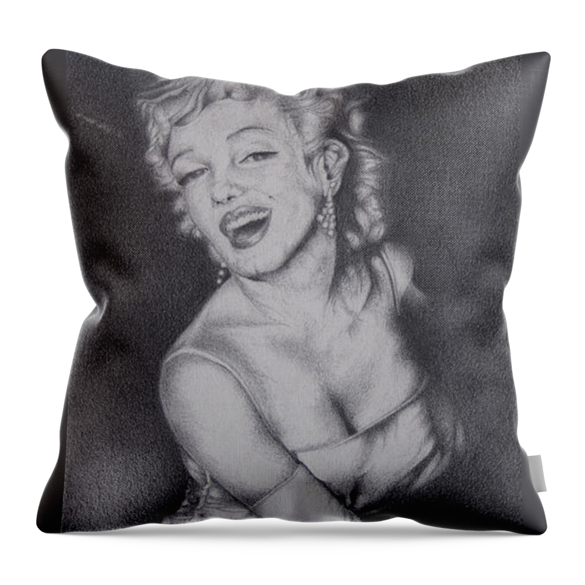 Black And White Art Throw Pillow featuring the drawing Marilyn by Stephen J DiRienzo