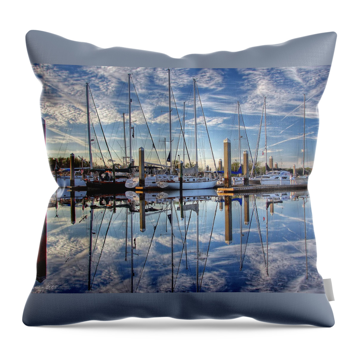 Marina Throw Pillow featuring the photograph Marina Morning Reflections by Farol Tomson