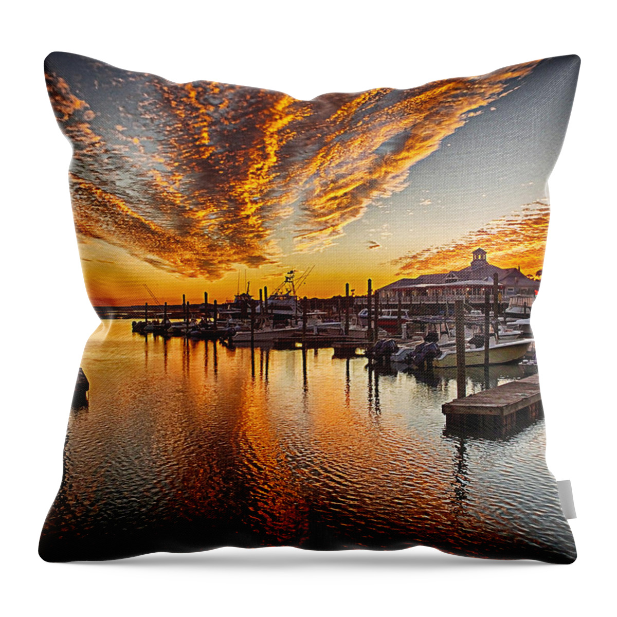 Sunset Throw Pillow featuring the photograph Marshwalk Sunset by Bill Barber