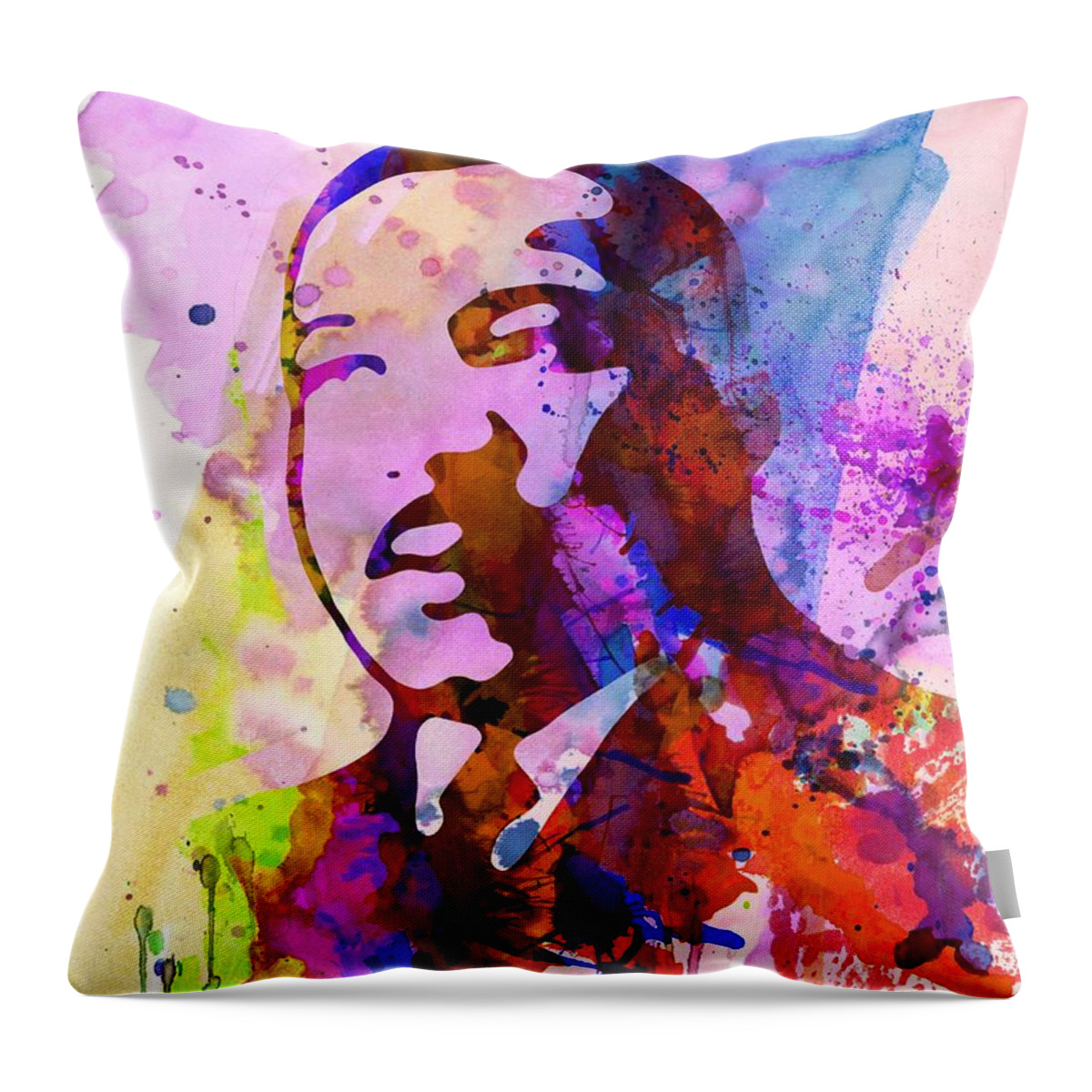 Martin Luther King Jr Throw Pillow featuring the painting Martin Luther King Jr Watercolor by Naxart Studio